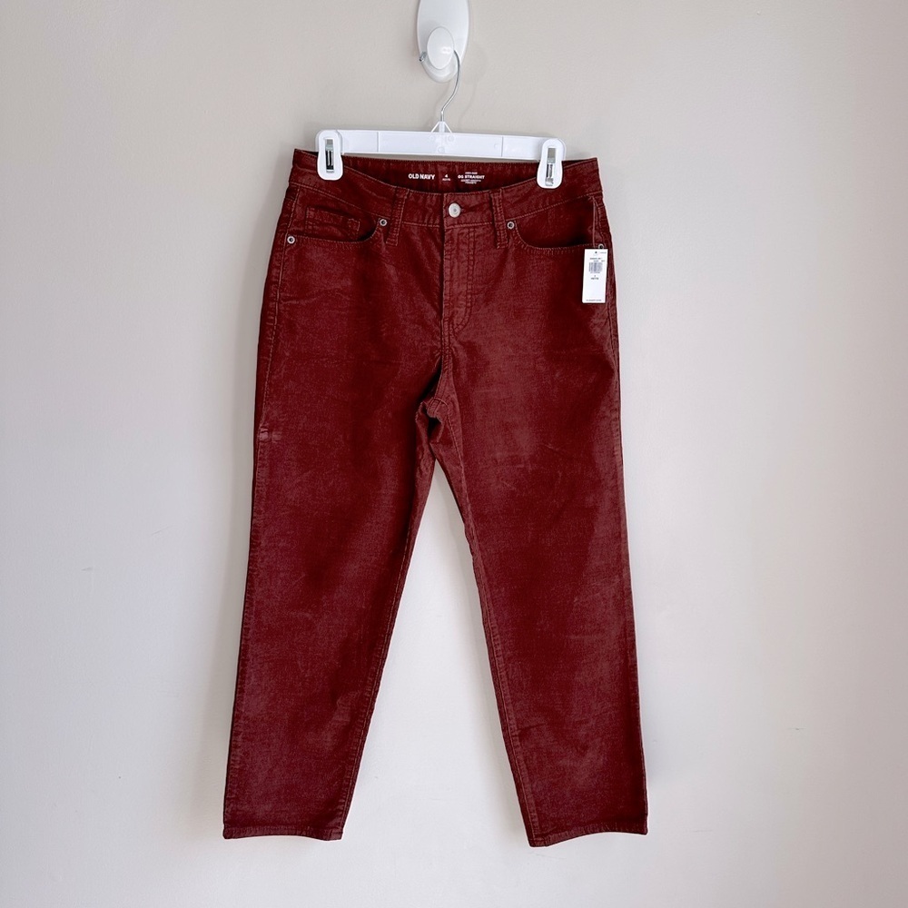 NWT Old Navy High-Waisted OG Straight Leg Corduroy Ankle Pants Red Dirt Size 4P - Picture 2 of 15